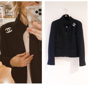 Chanel wool black coat blazer jacket
